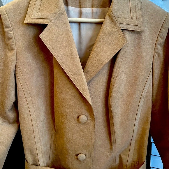 Suede Elegant Tan Trench Coat - Picture 5 of 5